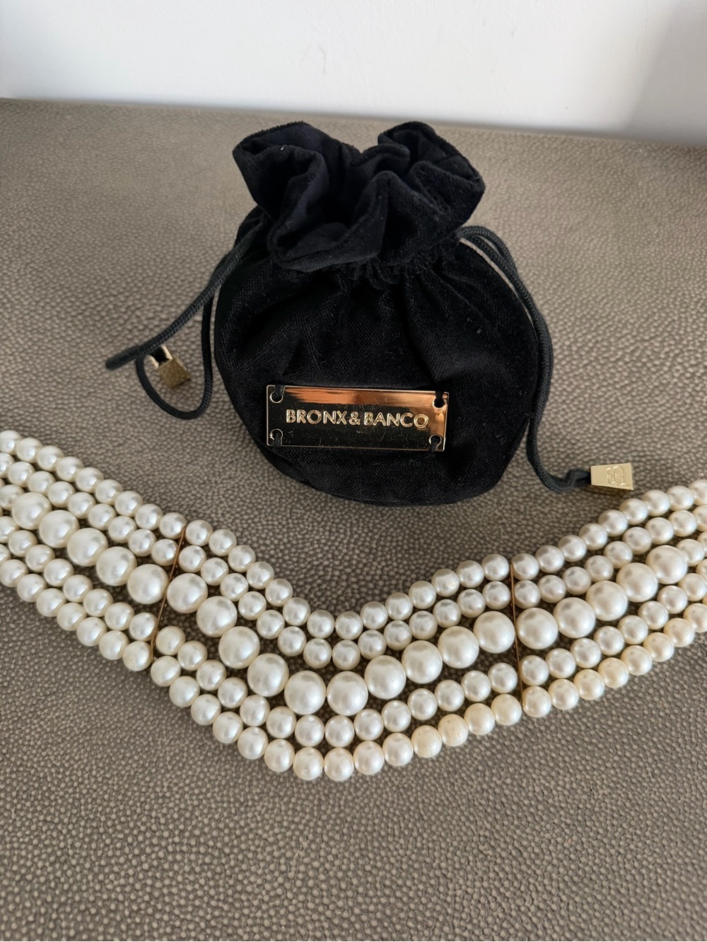 Bronx and Banco 5 Strand Pearl Choker in White Thick Pearls Statement Necklace - Picture 4 of 6